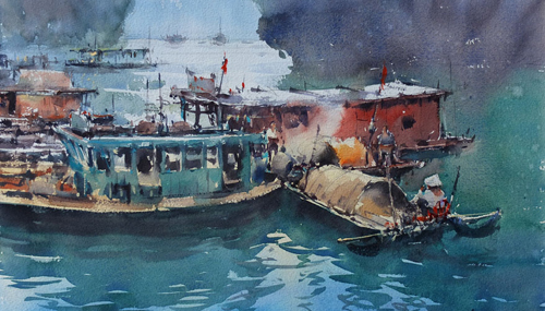 tả cảnh làng chài miền biển quê em